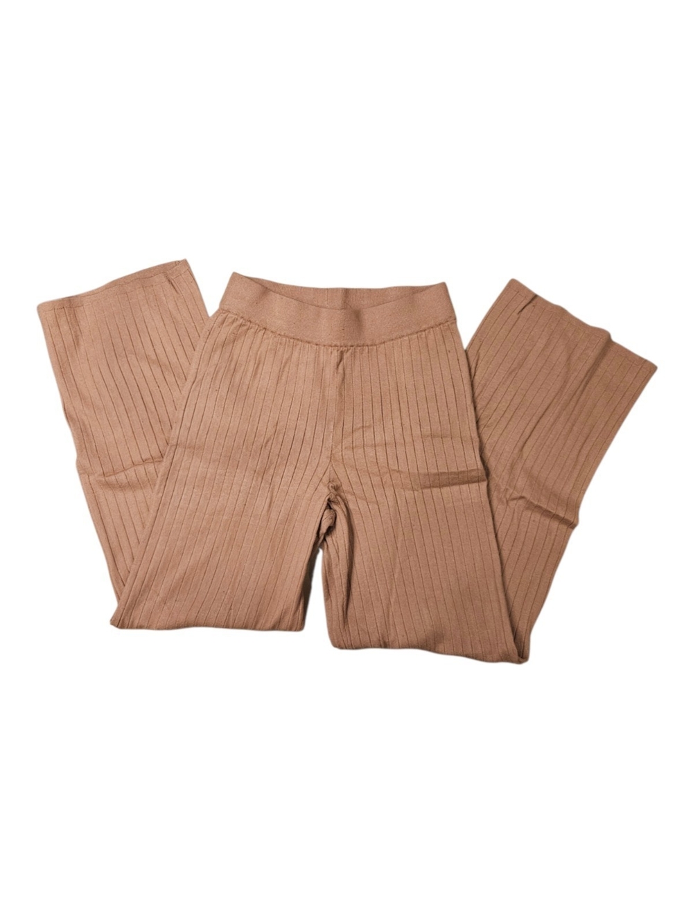 Ribbed Wide-Leg Knit Pants - Taupe